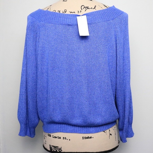 Don't Ask Why Women One Size Italy Periwinkle Boat Neck Modal Blend Crop Sweater - Picture 5 of 8